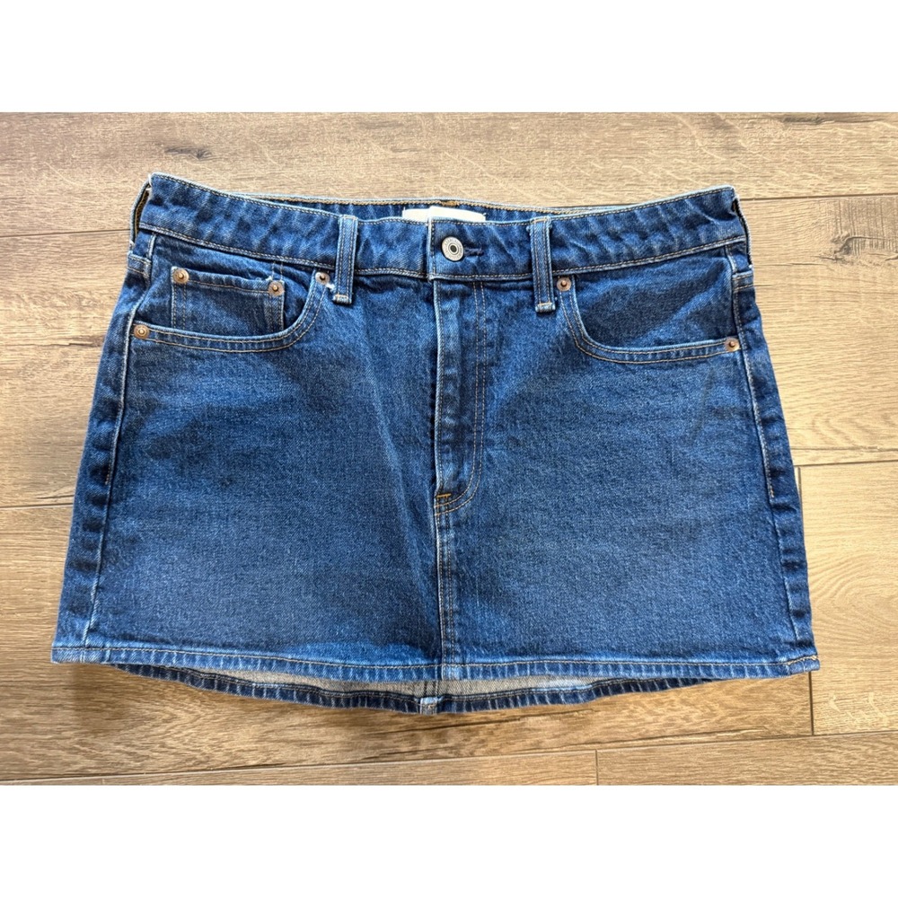 Abercrombie & Fitch Curve Love Mid Rise Denim Mini Skirt Blue Size 28